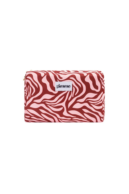 Makeup tas zebra wijnrood/roze