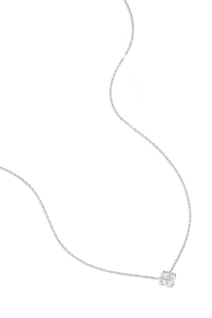 Strass klavertje ketting zilver