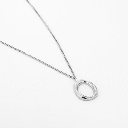 Lange cirkel ketting zilver