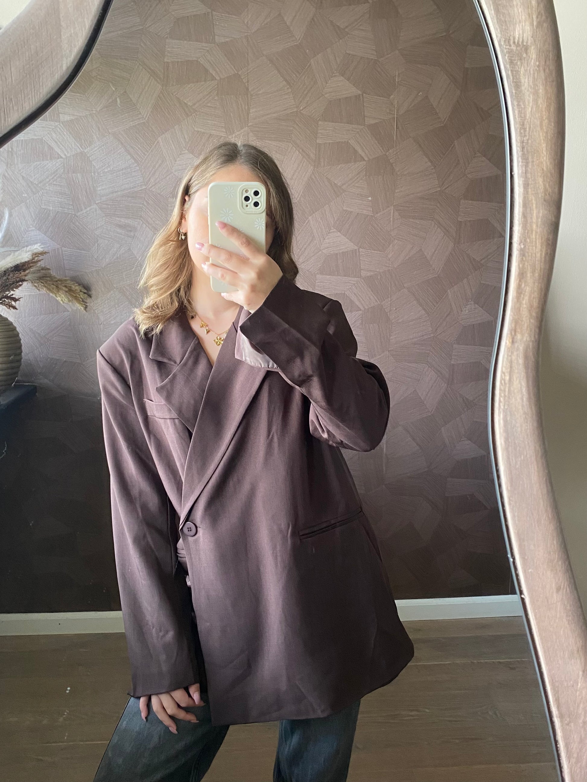 Bruine oversized blazer in boxy fit, modern en chic