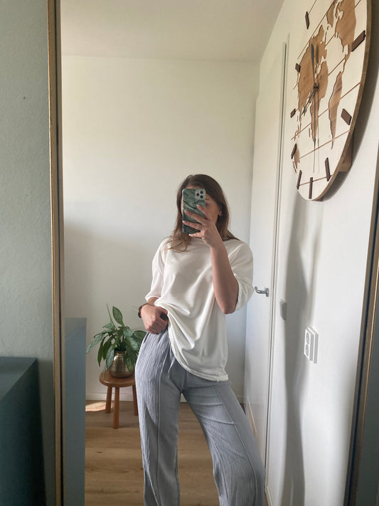 Wit oversized basic T-shirt met korte mouwen – niet doorschijnend