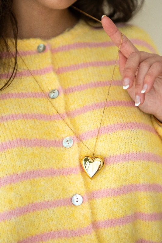 Lange ketting met XL hart bedel
