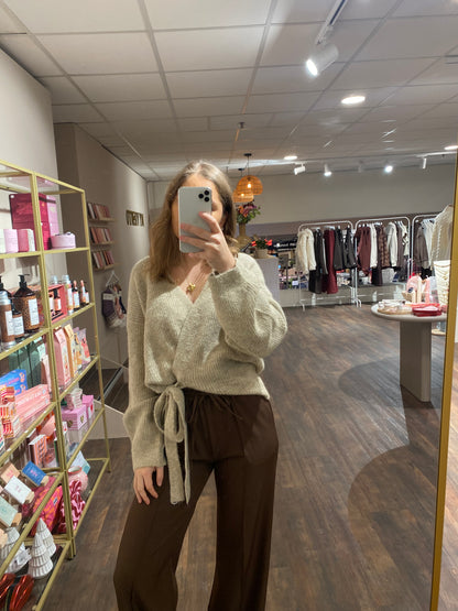 Wrap cardigan in beige, ideaal voor casual en classy looks