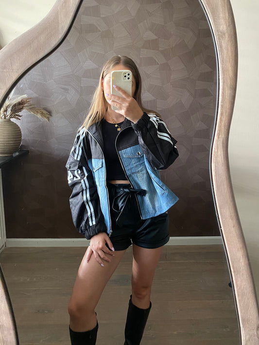 sportief jasje zwart met denim
