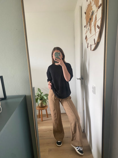 Zwarte oversized basic T-shirt met korte mouwen – niet doorschijnend